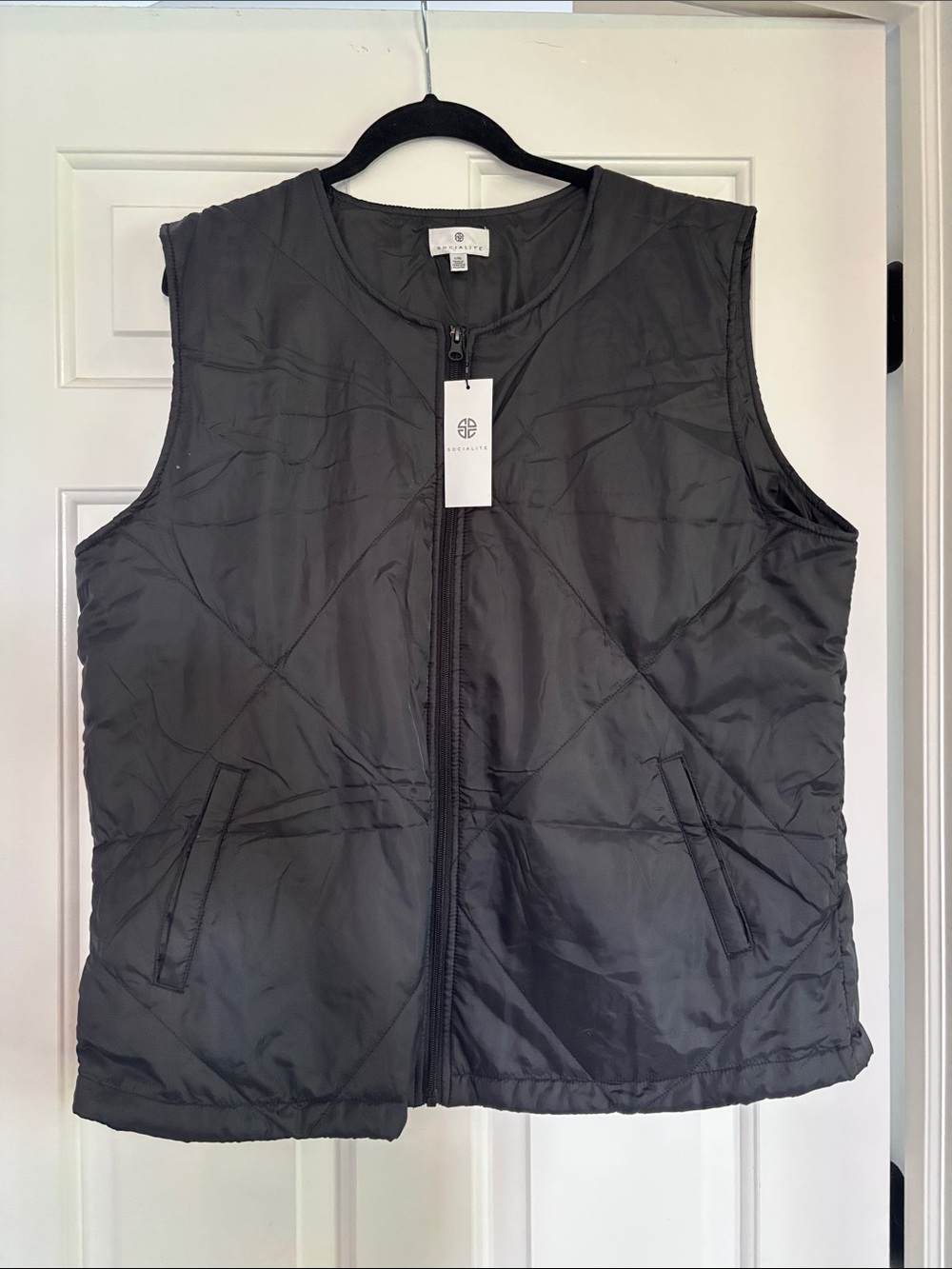 Socialite Black Quilted Sleeveless Vest